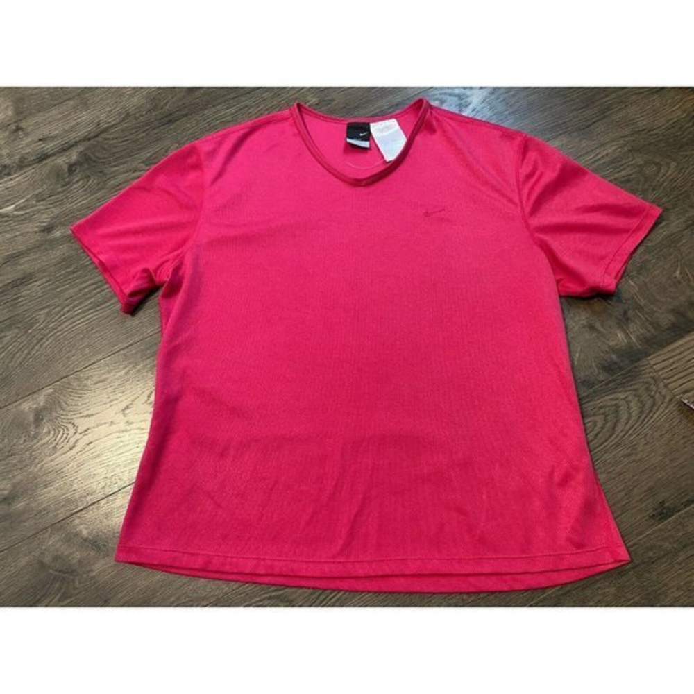 Womens Vintage Nike short sleeve embroidered swoosh logo pink size Large dri fit